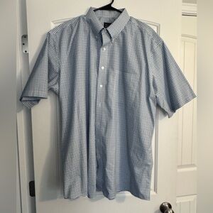 Jos. A. Bank Light Blue Check Short Sleeve Button-Down Shirt
